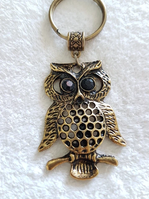 Portachiavi Gufo Con Strass E Cristalli – Ciondolo In Lega Oro – Regalo Simpatico Per Lei