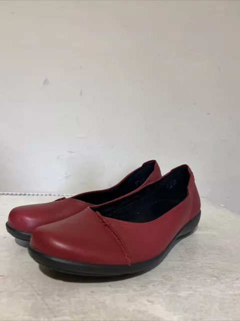 Ladies HOTTER Robyn 2 Red Leather Slip On Flat Comfort Court Shoes UK7.5 EXF VGC 3