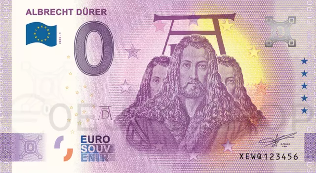 Albrecht Dürer ◾ XEWQ 2023-1 ◾ 0-Euro-Schein Null O€ Souvenir