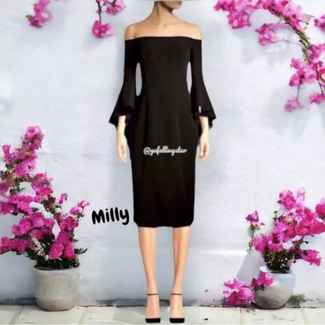 $485 Milly Selena Italian Cady Split Dress Size 2