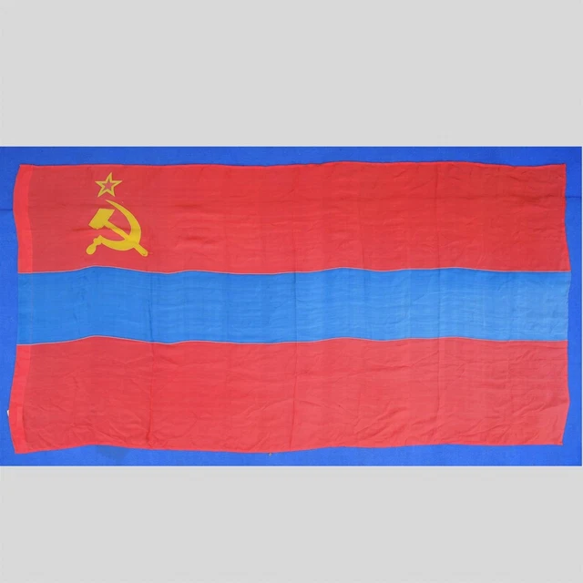 6'=1.8m Silk BANNER ARMENIAN Soviet Socialist Republic Old Big USSR Vintage FLAG