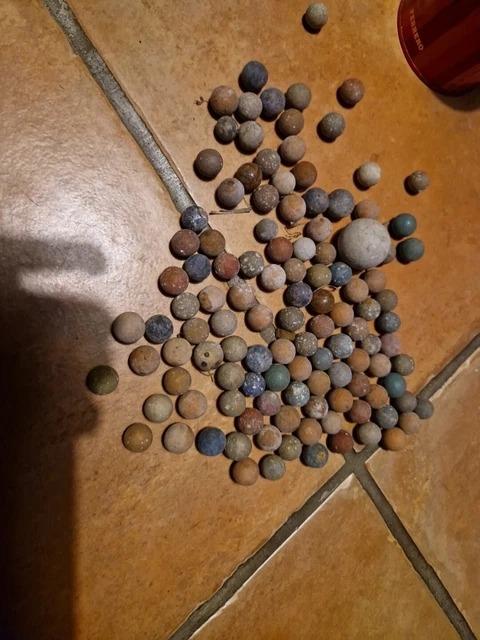 Lot De 50 Anciennes Billes En Terre Cuite - Lot N°4 - Parfait Pour Collection Ou Décoration