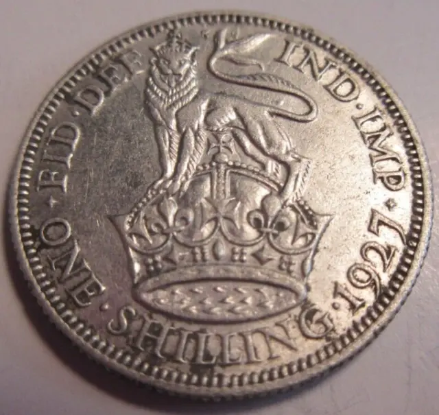 1927 King George V  .500 Silver English One Shilling Coin In Clear Flip 2