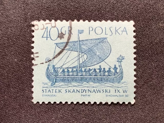 Poland Polska 1963 Sailboats 40Gr Blue Statek Skandynawski - Used