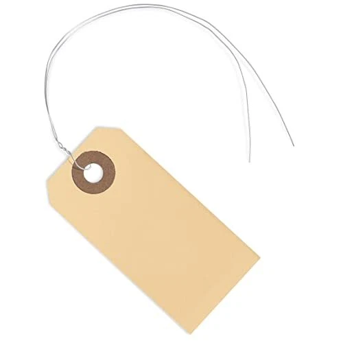 Paper Tags with Wire Ties - #1 2 3/4” x 1 3/8” Box of 100 Blank 13pt Label Ta...