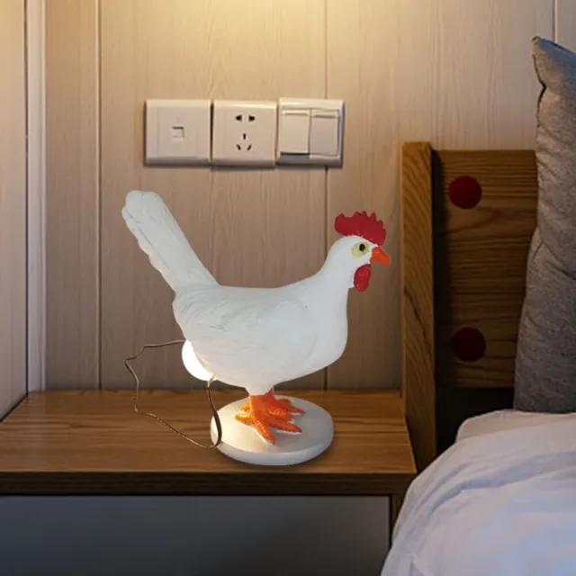 Chicken Shaped Lamp Resin Desktop Ornaments Bedside Living Room Decor Lighting 3