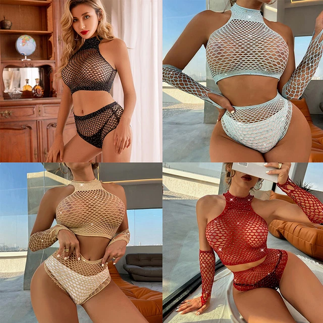 Biancheria intima sexy Fishnet per costumi esotici set lingerie donna donna body out ZY