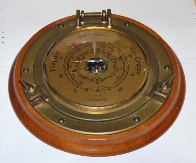Baromètre Thermomètre Hygromètre Ancien Altitude - Bois Et Laiton, Déco Vintage