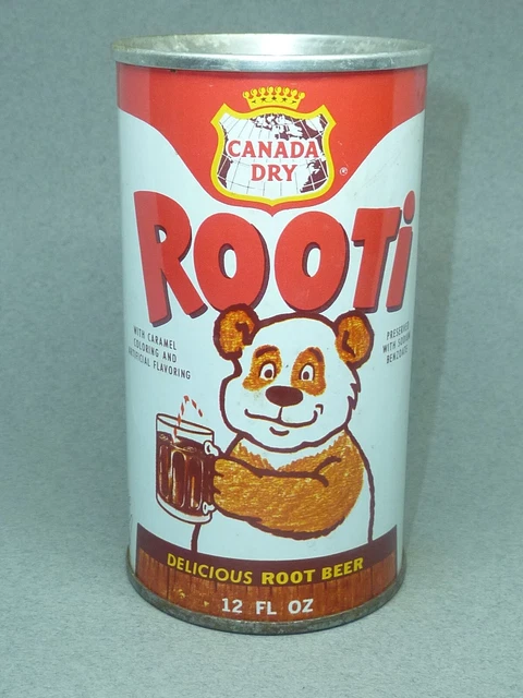 Empty Top Opened 12oz Canada Dry Rooti Root Beer S.S. Tab-Top - Nice Graphics !!