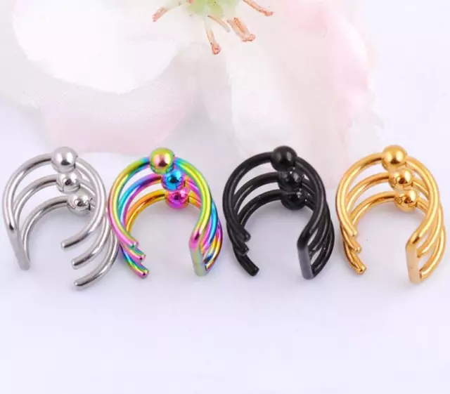 EAR CUFF Helix Cartilage Ear Ring Fake Stud Clip On Cuff Wrap Upper Closure Ring