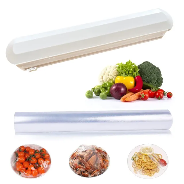 Dispensador de plástico para alimentos con cortador deslizante herramienta de conservante cocina