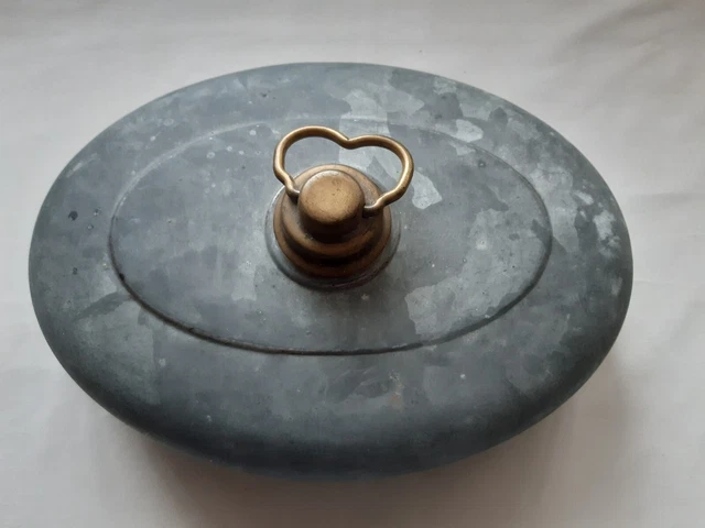 Galvanised Antique Oval With Brass Screw Stopper, Hot Water Bottle, Bed Warmer