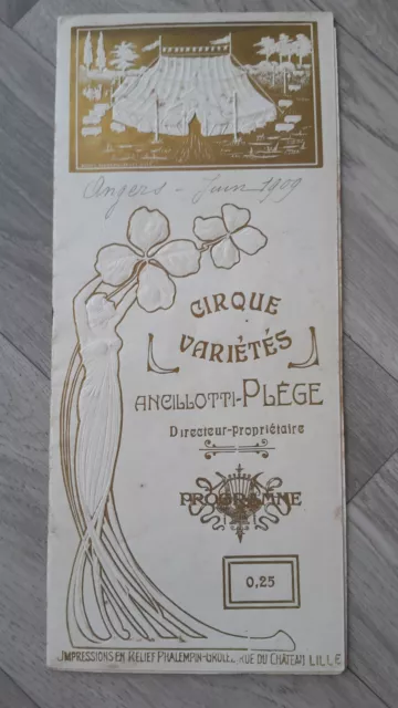 Programme de Cirque ANCILLOTTI PLÈGE / Angers Juin 1909