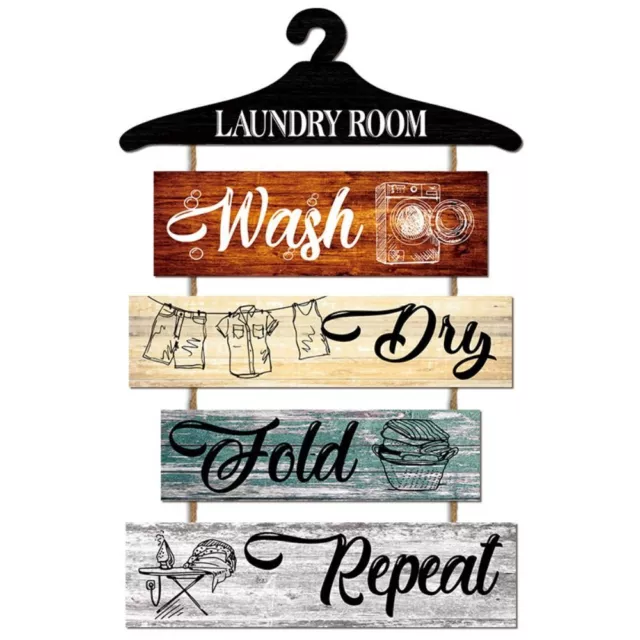 Wash Dry Fold Repeat Wooden Decoration Brand  Laundry Room