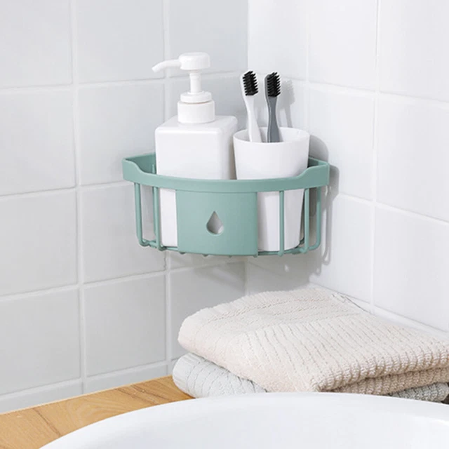 Estante de almacenamiento de ducha sin golpes gran capacidad montaje en pared esquina de baño baño