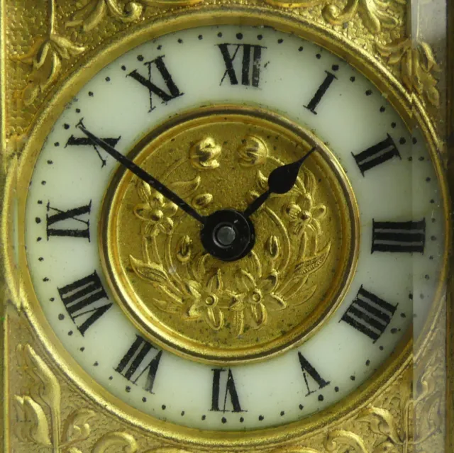 Early 20Th Century Gilt Brass Ornate Carriage Clock In Good Working Order 2