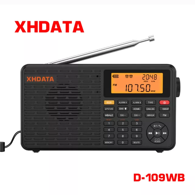 XHDATA D-109WB FM ST/MW/LW/SW/NOAA Bluetooth Digital Portable Global Band Radio