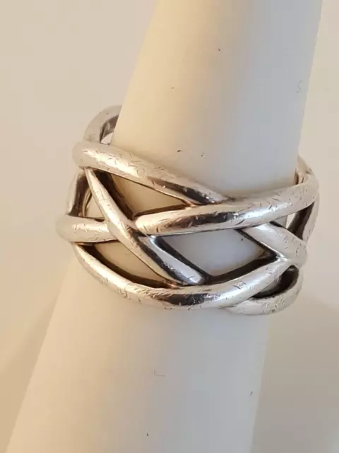 Tiffany Italy sterling silver braided woven weave ring size 6.5 wide band