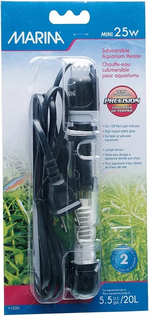 Marina Submersible Aquarium Heater, Betta Fish Tank Heater, 25-Watt, 11230, Blac