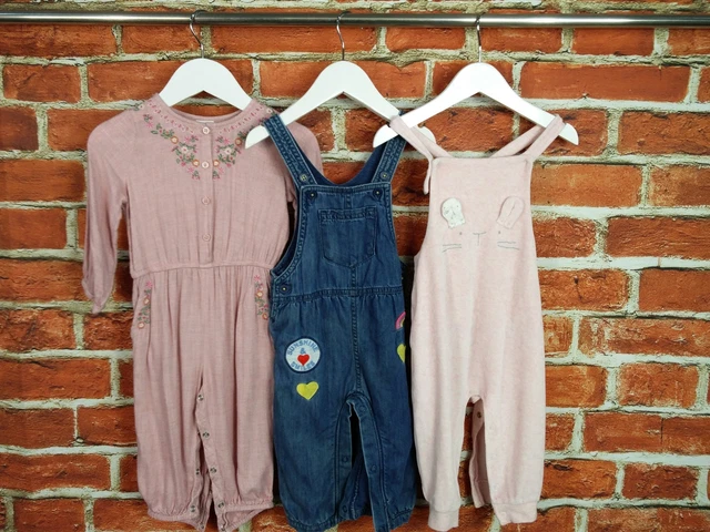 Baby Girl Bundle Age 9-12 Months Next M&S Dungarees Playsuit Romper Infant 80Cm
