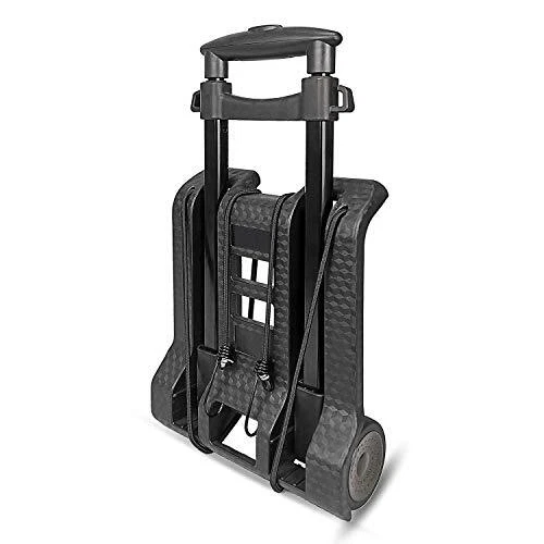 Luggage Cart with Wheels Folding Hand Truck with Bungee Cord, Compact Black