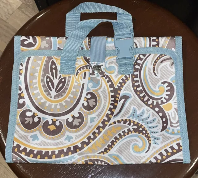 Thirty One Hanging Travel Organizer, Blue Paisley, Makeup Bag Jewelry, Toiletry