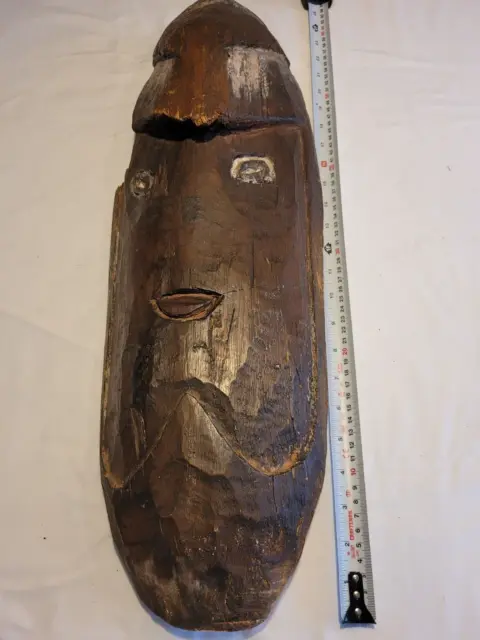 Antique Wooden Kaolin African Congo Tribal Lega Mask Figure