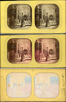 carte jour e Stéréo temple de Jupiter vintage stéréo card tissue Italie Rome 
