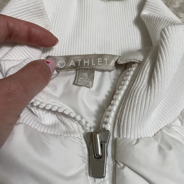 ATHLETA WOMEN’S FULL Zip Long Sleeve Hybrid Jacket White Sz Small $29. ...