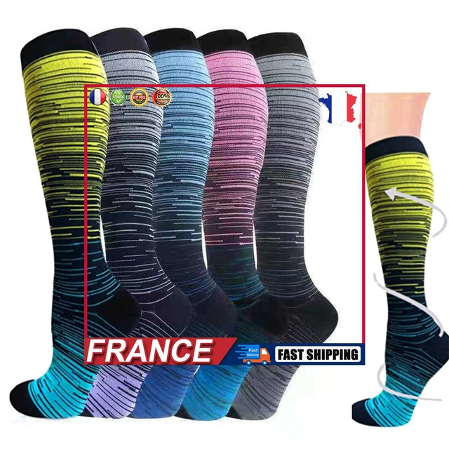 5 Pairs Compression Stocking Unisex Gradient Stripes Sports Socks Unisex (S/M) f