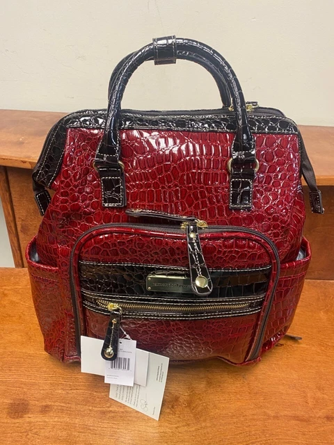 New Samantha Brown Classic Croc Backpack Burgundy / Brown Color