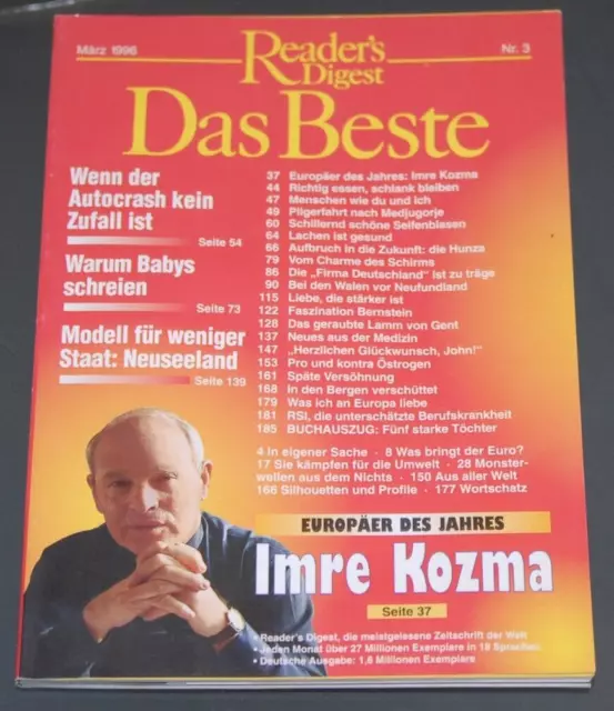 Monatsheft: DAS BESTE aus Readers Digest März 1996 SEHR GUTER ZUSTAND