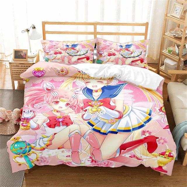 Juego de edredón cama Sailor Moon Chibiusa individual doble King Super King