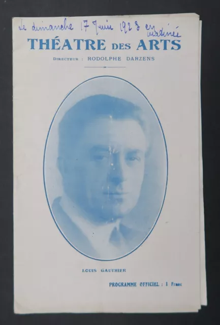 Programme Théâtre des Arts Paris 17 juin 1923 / Terre Inhumaine