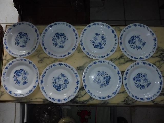 Lot De 8 Assiettes à Dessert Vintage Arcopal - Motif Fleurs Multicolores