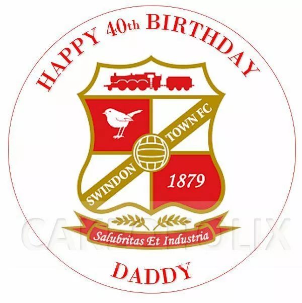 Swindon Town Football Club Personalised Message on Edible Cake Topper STFC COYR