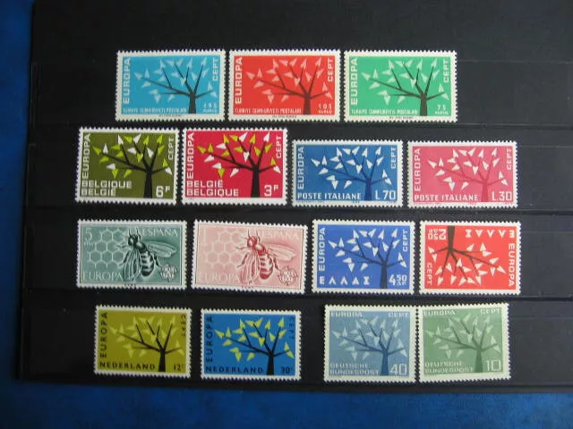 CEPT-Europe, 1962, residual lot (fresh mail), 7 countries, including BELGIUM, ITALY, SPAIN