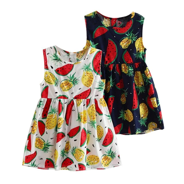 Abito senza maniche per bambine stampa frutta carino collo a O estivo abbigliamento in cotone *Z