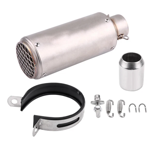 Car Metal Motorcycle Exhaust Muffler Tail Pipe Tip Tailpipe Silver