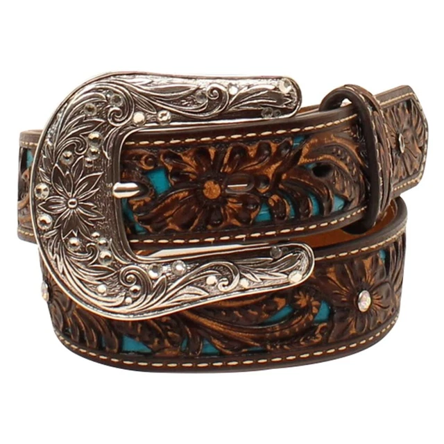 ARIAT Girls Rhinestone Sparkly Floral Belt Size 24 and 30
