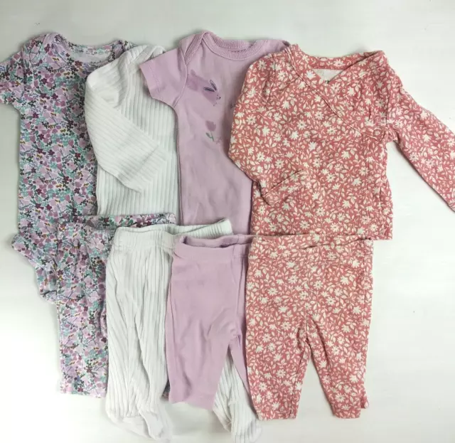 8pc Baby Girl Clothes Lot Carter's Newborn Bodysuit Set