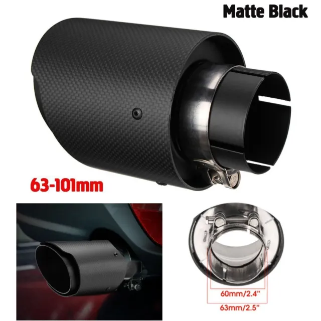 1x Universal Carbon Fiber Look Car Exhaust Muffler End Tip 63-101mm Tail pipe