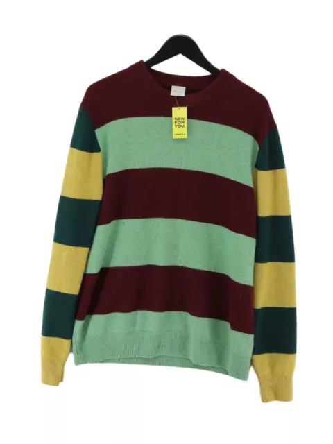 Paul Smith Women's Jumper L Multi Striped 100% Wool Crew Neck Pullover