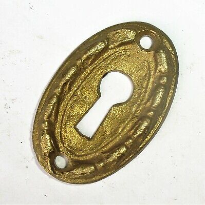 One Antique Victorian Eastlake Ornate Solid Brass Key Hole Plate Escutcheon
