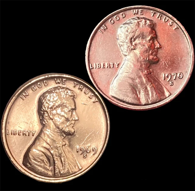 1969 S and 1970 S Lincoln Memorial Penny