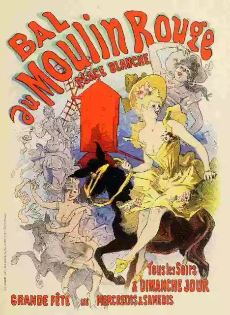 A4 Photo Cheret Jules Les Affiches Illustrees 1896 Bal au Moulin Rouge Print Pos