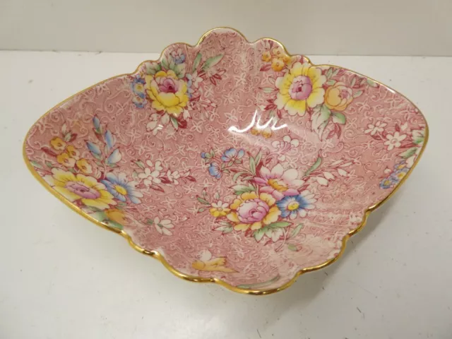 Royal Winton Grimwades Deco Pink Chintz Floral All Over Dish Plate Bowl