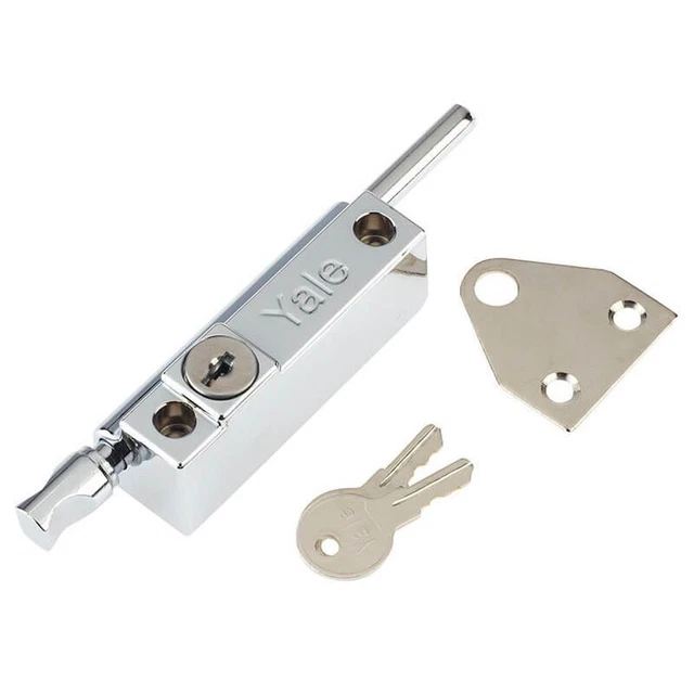 Yale Locks    P124 Door Push Bolt Polished Chrome Finish Visi