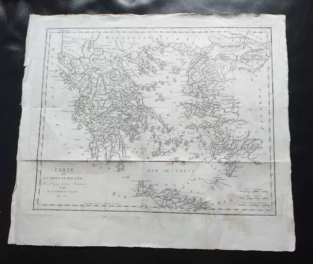 Greece, Aegean Isles, Western Turkey & Crete, Large Antique Map by Bocage (1768)