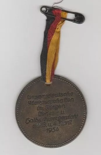 Orig.Teilnehmermedaille   Deutsche Meisterschaft im Ringen 1954  !!  RARITÄT